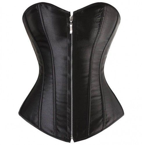 Corset en raso negro con cremallera