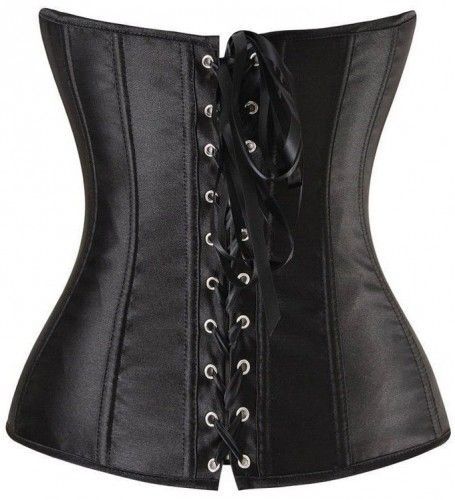 Corset en raso negro con cremallera